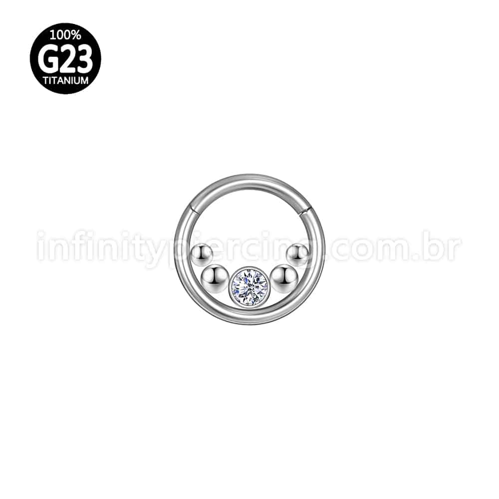 Piercing Argola Titânio Segmento Articulado Zircônia